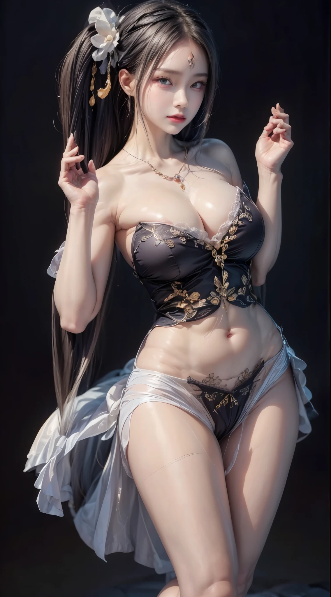 realistic, 1gril, per HD, 12k, wearing Allstars shoes, slim body, rather big body, six pack body, big round breasts, no clothes, beautiful breasts, looking at the camera, sitting on the sofa, long black hair, facial details, detailed person, body details, clothing details, hair details, body details, body details, breast details, vagina details, clothes, eye details, sweat details, water details, pose (knees bent and legs wide apart) whole body