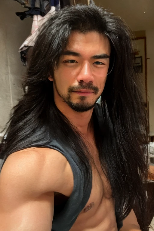 Man with sexy long hair