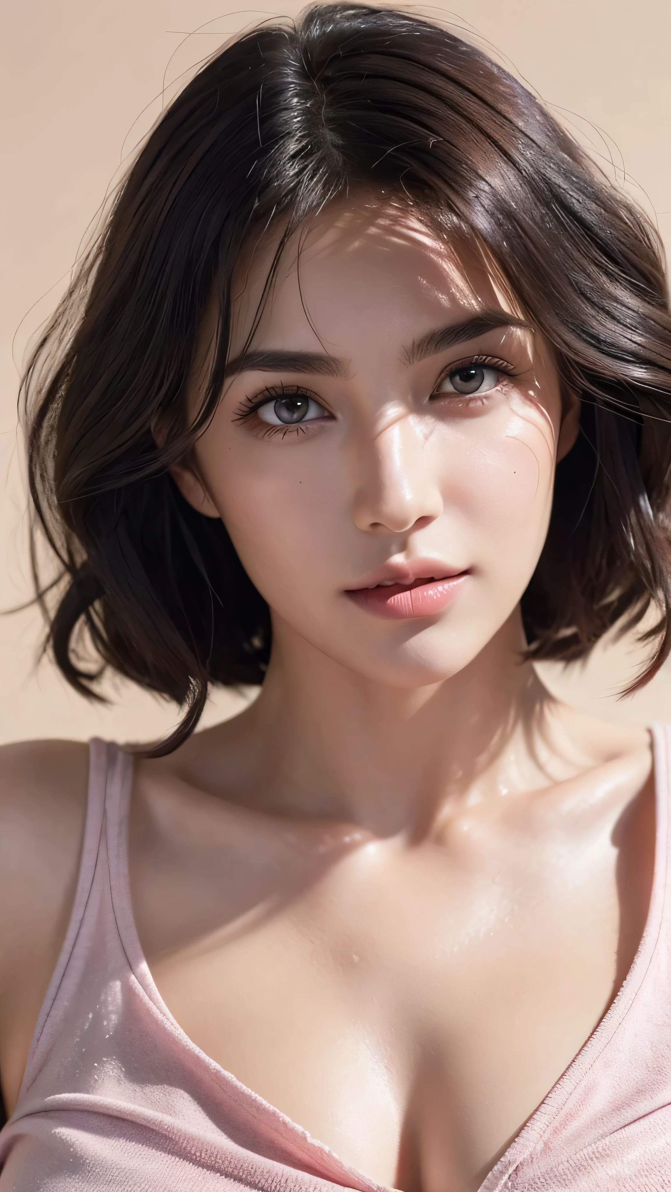 ((Night view, realistic light, best quality, 8k, masterpiece: 1.3)), 1girl, pretty woman with slim figure: 1.4, (brown hair: 1.3), off-the-shoulder cut top: 1.3, sofa, super detailed face, detailed eyes, double eyelids