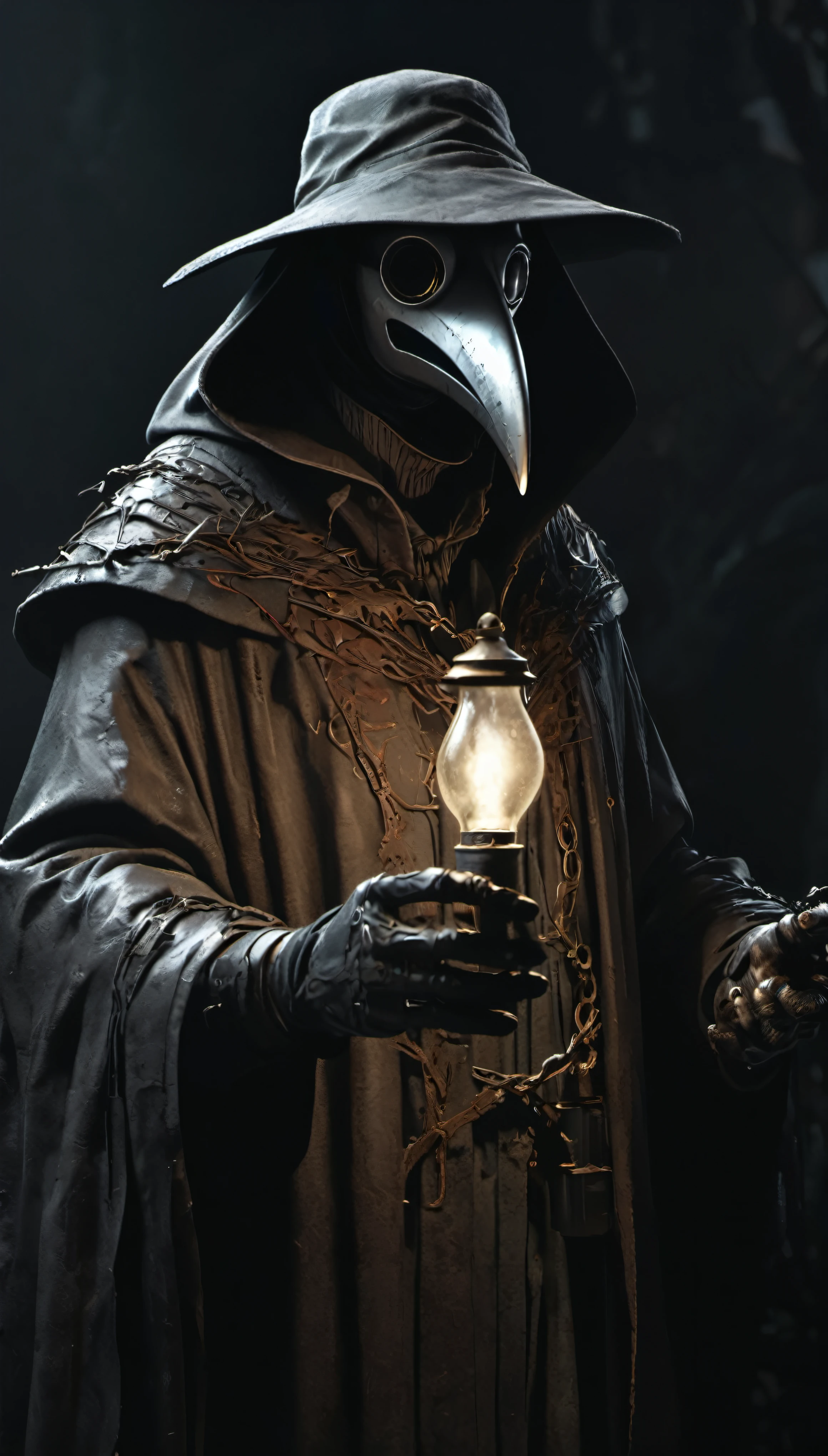 Plague Doctor, with lamparina on hand, Al Silmons is Plague doctor drawn by Todd McFarlane and Greg Capullo, Spawn comics, unreal engine, octane render, by Jacob Lawrence and Francis picabia, perfect composition, beautiful detailed intricate insanely detailed octane render trending on artstation, 8 k artistic photography, photorealistic concept art, soft natural volumetric cinematic perfect light, chiaroscuro, award - winning photograph, masterpiece, oil on canvas, raphael, caravaggio, greg rutkowski, beeple, beksinski, giger