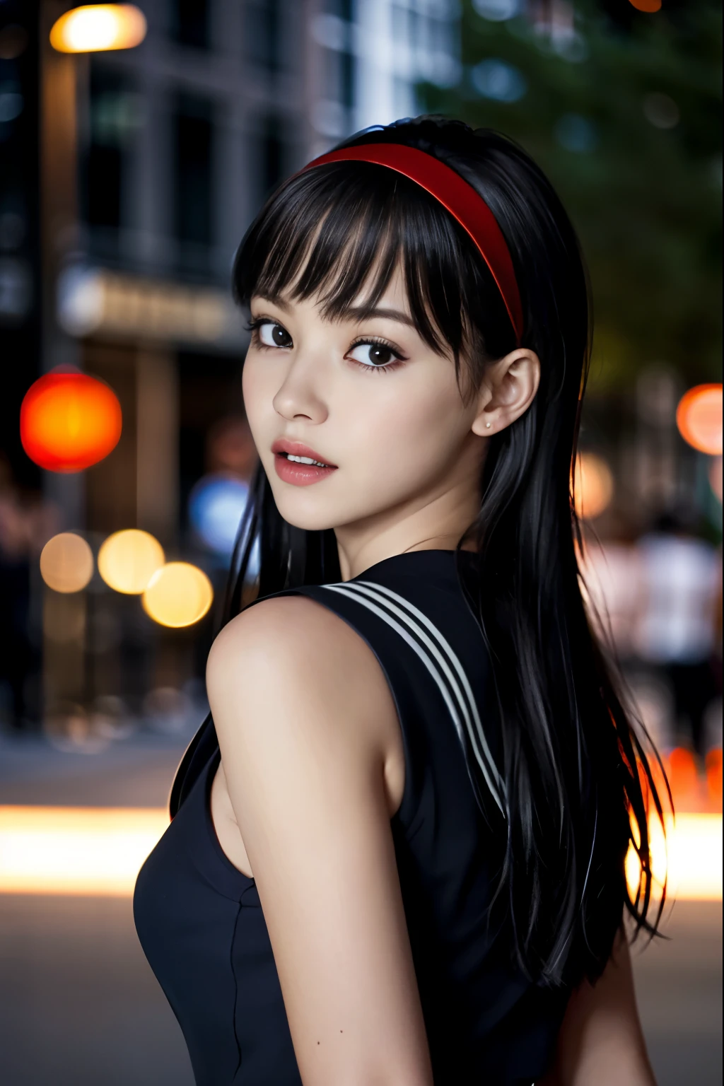 (8K, highest quality, masterpiece:1.2), (realistic, photo-realistic:1.37), Super detailed,highest quality, ultra high resolution, professional lighting, photon mapping, radio city, Physically based rendering, cinematic lighting, late night path,Depth of written boundary, sharp focus,sunbeam, good composition,(Bokeh:1.2) 1 girl,alone,(whole body), (closed mouth),fine and beautiful eyes, temporarily stop, tight waist,Japanese high school girl, black hair,messy hair,long hair fluttering in the wind,(Ulzzang-6500:1.2)
mix 4, hiqcgbody