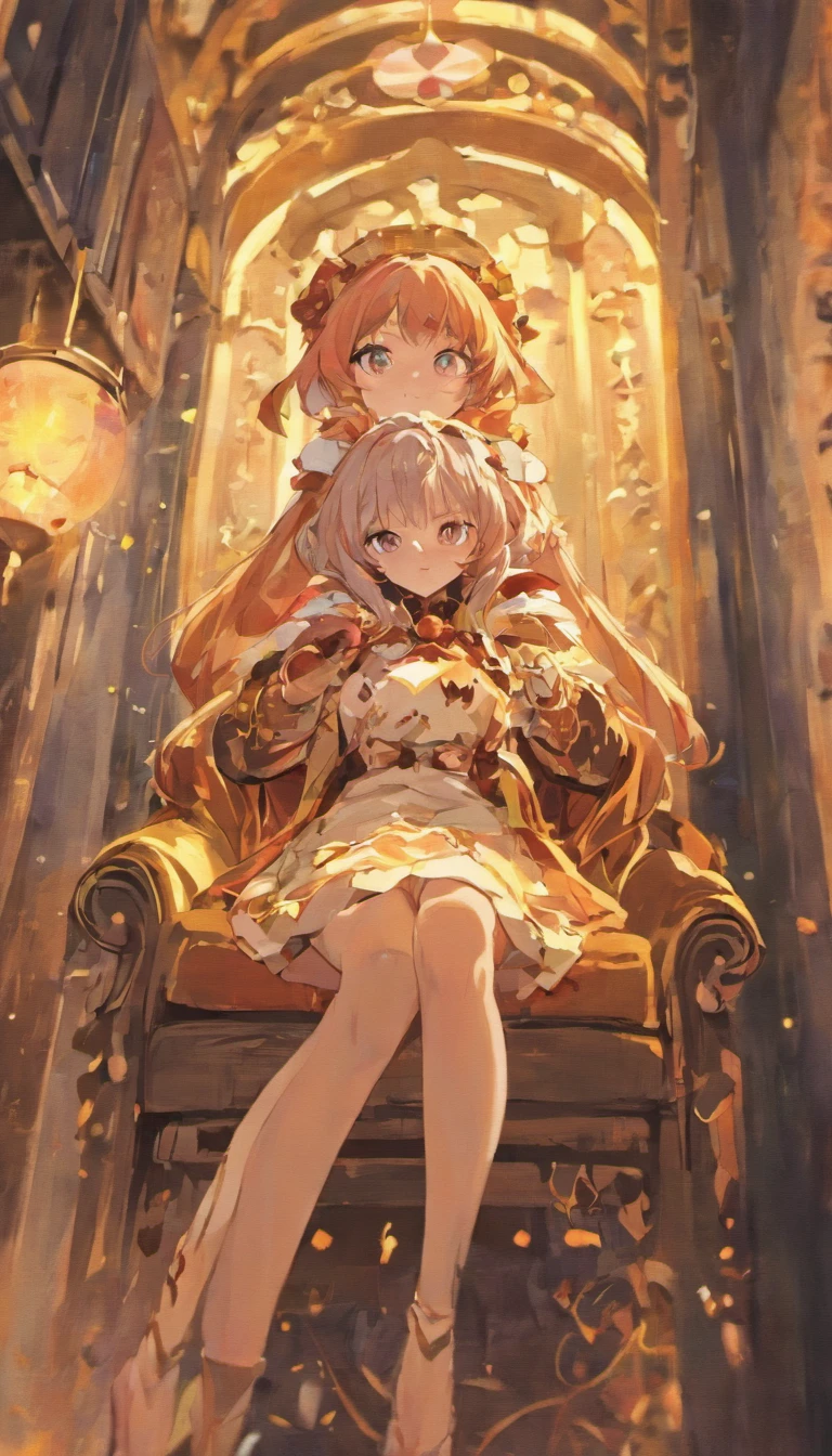 Anime girl sitting on chair with coffee cup in hand, alchemist girl, Light novel cover art, official art, Epic light novel art cover, official artwork, epic Light novel cover art, Change, Different world, small curve Change, Kushat Wreath, Kushat Kulenz Critical Women in Art, shadow poetry style, Cute dwarf,