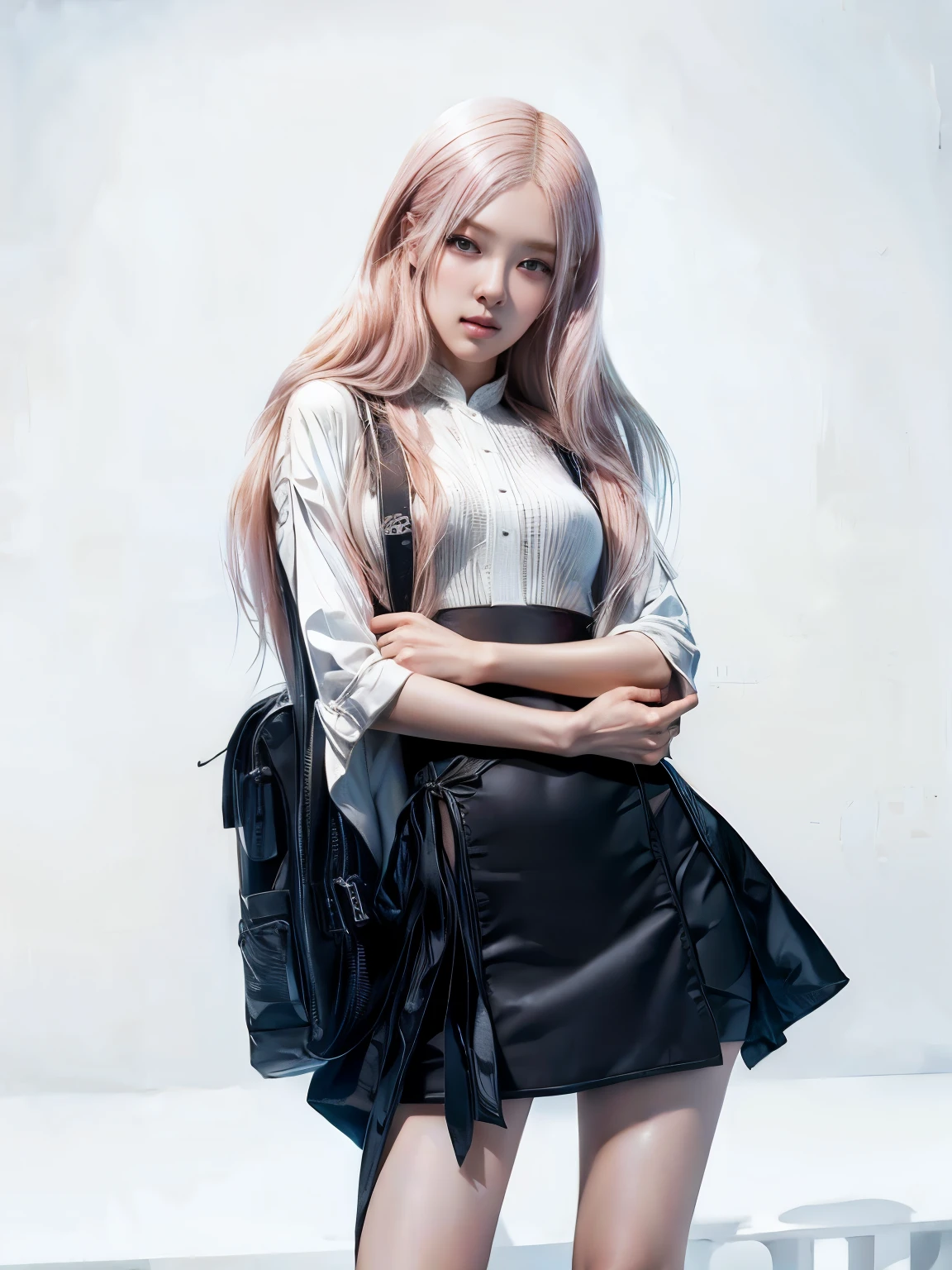 10x pixel,Ultra-fine details:1.1,Advanced technical details:1.1Photographically realistic,Indoor lighting effects:1.5,Natural light:1.5. light effect(Virtual Light Effects:1.8),超A high resolution,Dynamic posing,Arrange pose,pink hair, Ultra high definition, Ultra realistic, Highly detailed,8K HD CG works,High-quality graphics,High-definition fine CG works,超A high resolution, better face, empty background, korean student dress