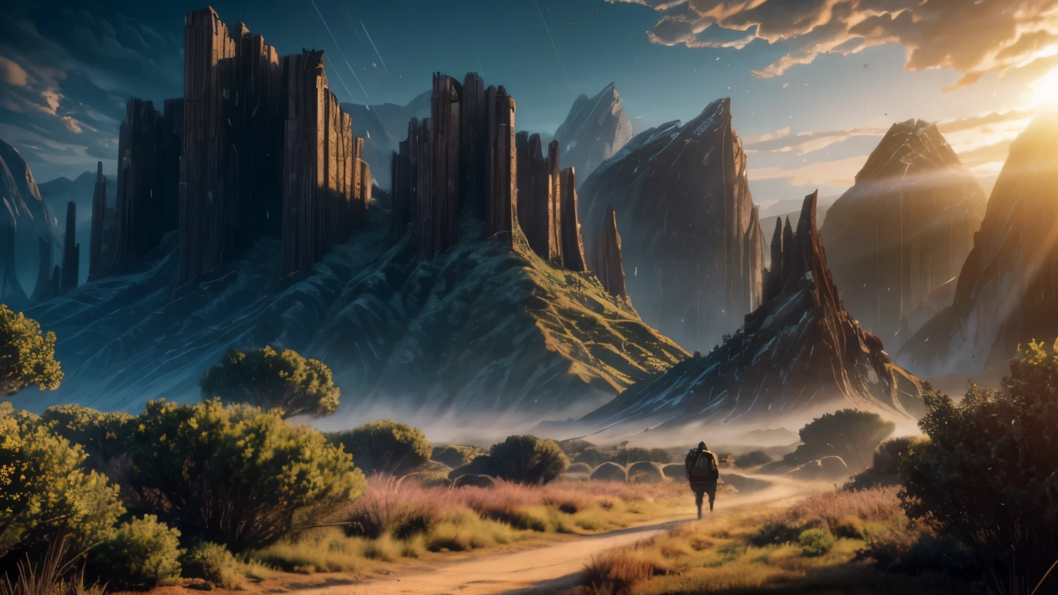 (masterpiece:1.2), (photorealistic), professional light, cinematic lighting, alien planet and vegetation, epic, epic background, ambient light, mysterious atmosphere, dinamic, 8k, overallDetail:1.5