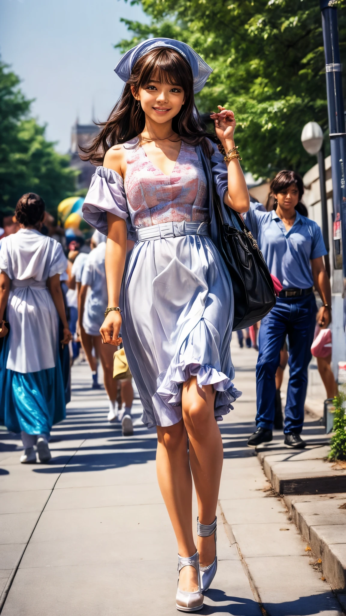(best quality,4k,8k,highres,masterpiece:1.2),ultra-detailed, College Girl walking around college campus, strutting her stuff, Smiling and laughing, Flirting with the viewer, HDR, 8k, absurdres, cinestill 800, sharp focus, add_detail:3 (solo woman) anime Villainess