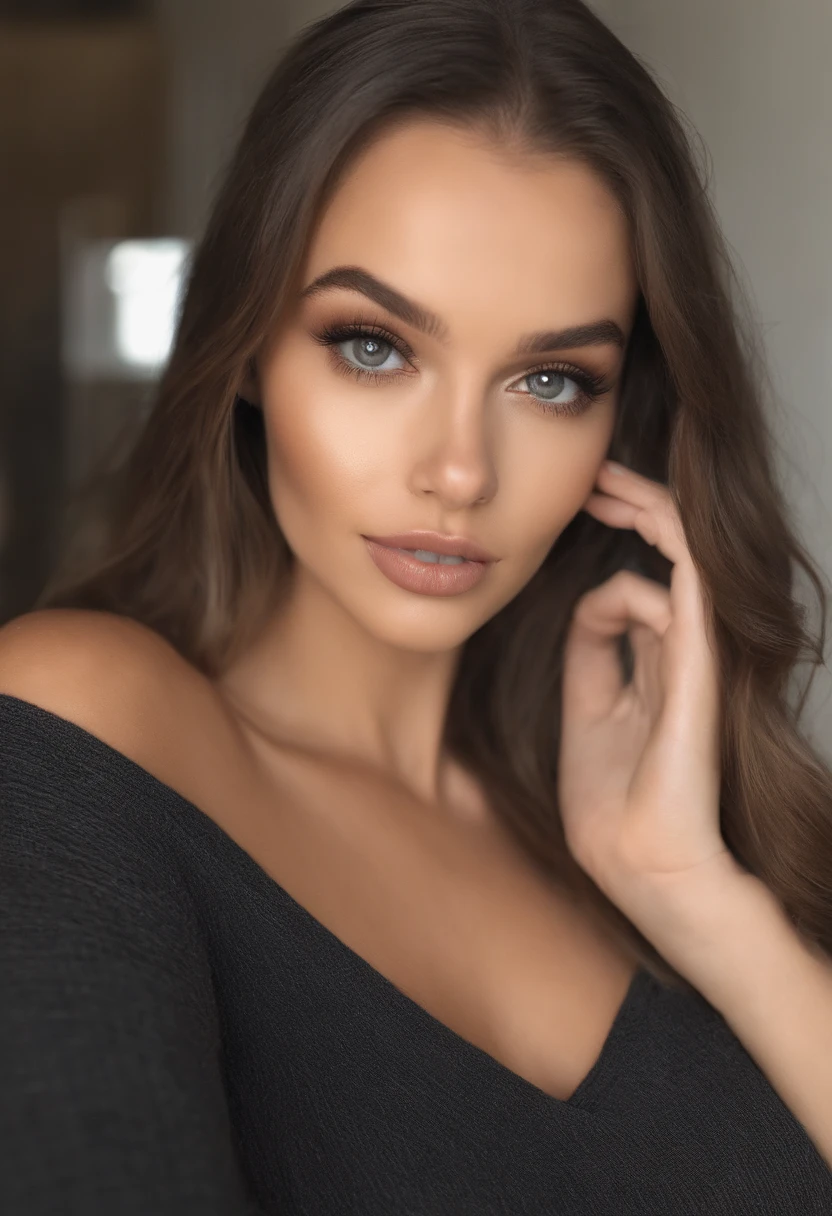 arafed femme pleinement , fille nue sexy aux yeux verts, Portrait de Sophie Mudd, cheveux bruns et grands yeux, selfie d&#39;une jeune femme, yeux de la chambre, Violette Myers, sans maquillage, maquillage naturel, regarder directement la caméra, visage avec artgram, maquillage subtil, stunning Tout le corps shot, yeux verts perçants, bel angle, Pose attrayante, gros seins, Jolie fille, pose sexy, Tout le corps picture, Tout le corps, Tout le corps naked exposed