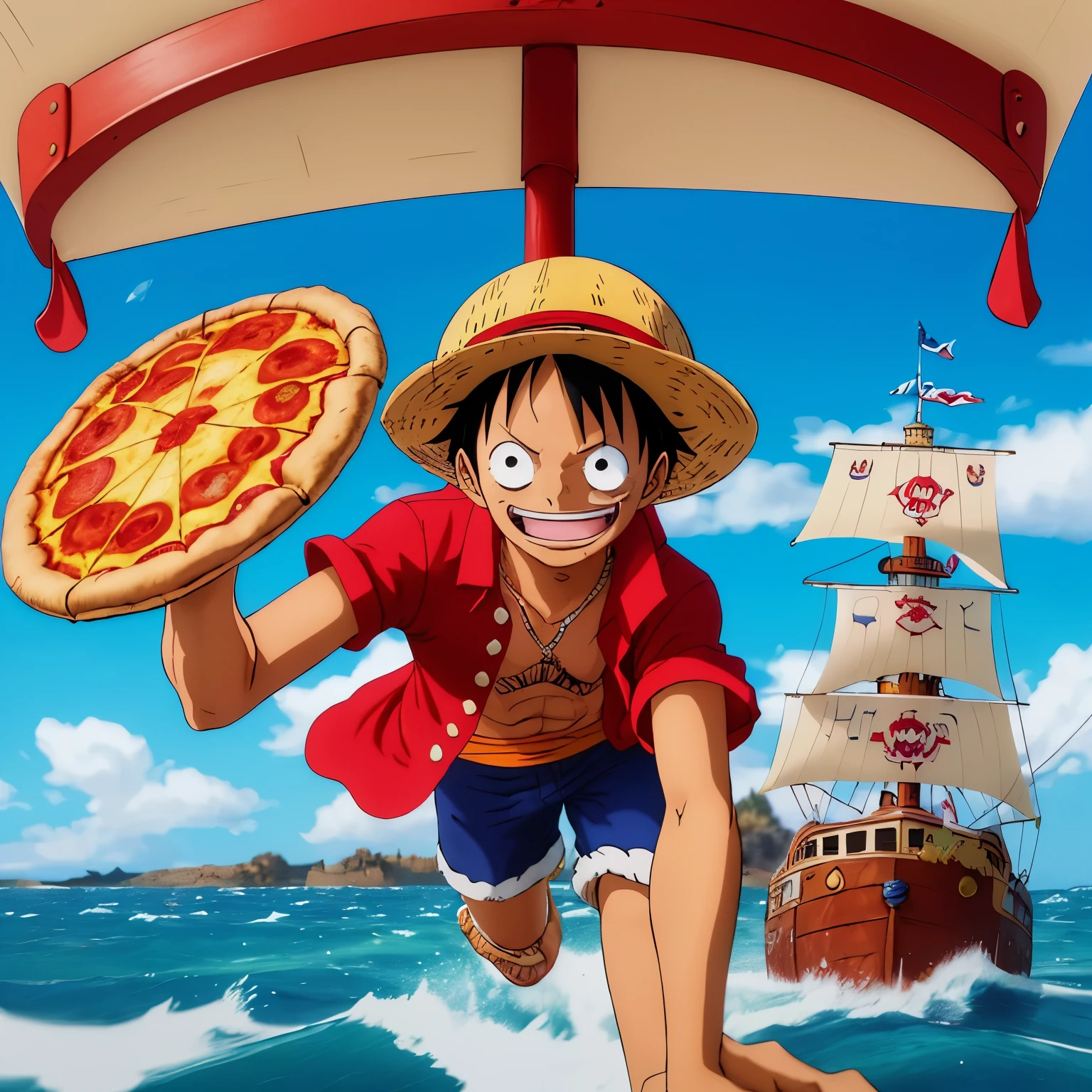 Mugwaras one piece, pirate flag boat animates