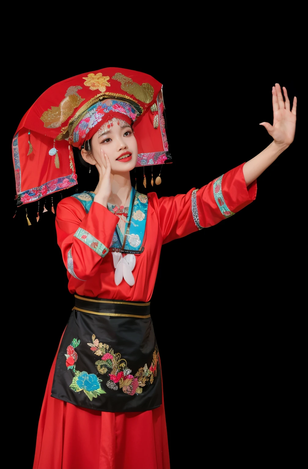 Wearing a red dress、Wear a red hat on your head、Arav woman holding a black umbrella, traditional this costume, Hanfu, traditional Chinese clothing, chinese woman, Matching Chinese clothing, traditional clothing, Wear authentic clothing, traditional Chinese, wearing chinese clothes, traditional clothing, traditional clothing, this costume, Chinese heritage, Chinese girl, Traditional clothing, Sha Xi, gujian