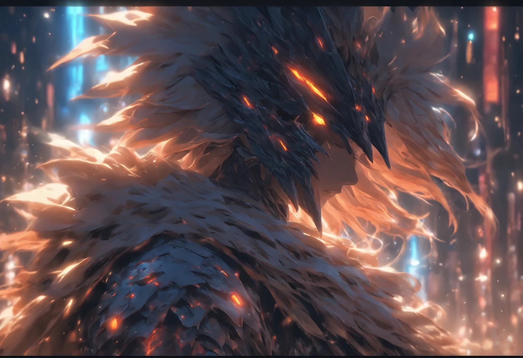 (masterpiece:1.2), best quality, High resolution, Unity 8K, (illustration:1.1), extremely detailed, Extremely detailed CG, luminescent, Colorful armor,humanoid,Promotional video design,Faceless Armor,white cloak,Life-like organisms,element