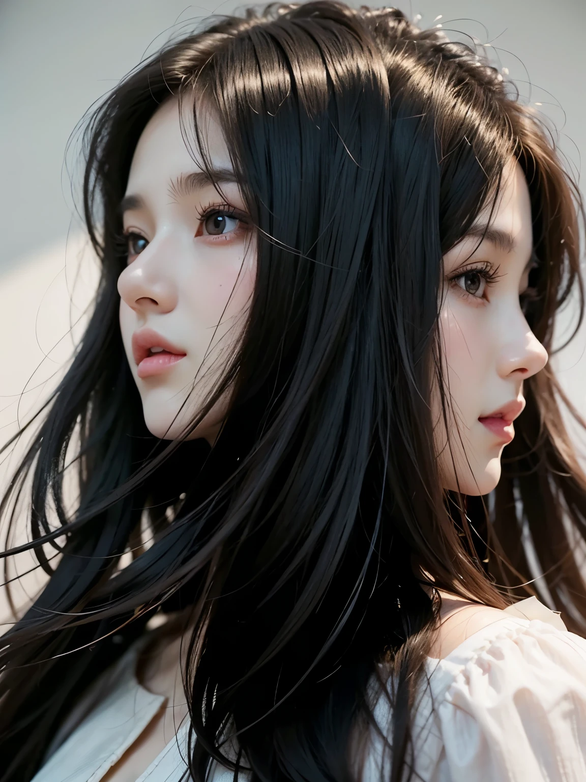 a girl with a head on both sides, anime girl with long black hair and a white blouse, anime realism style, realistic anime artstyle, stunning anime face portrait, two beautiful anime girls, smooth anime cg art, digital anime art, beautiful anime portrait, detailed digital anime art, realistic anime art style, semirealistic anime style, anime styled digital art, anime style digital art, digital anime illustration