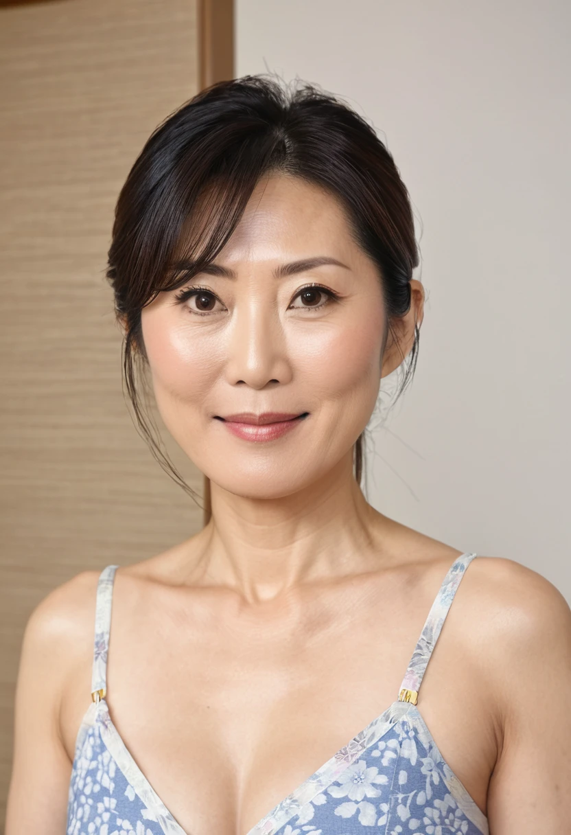 Japanese housewife in her 40s，shortcut，flat chest