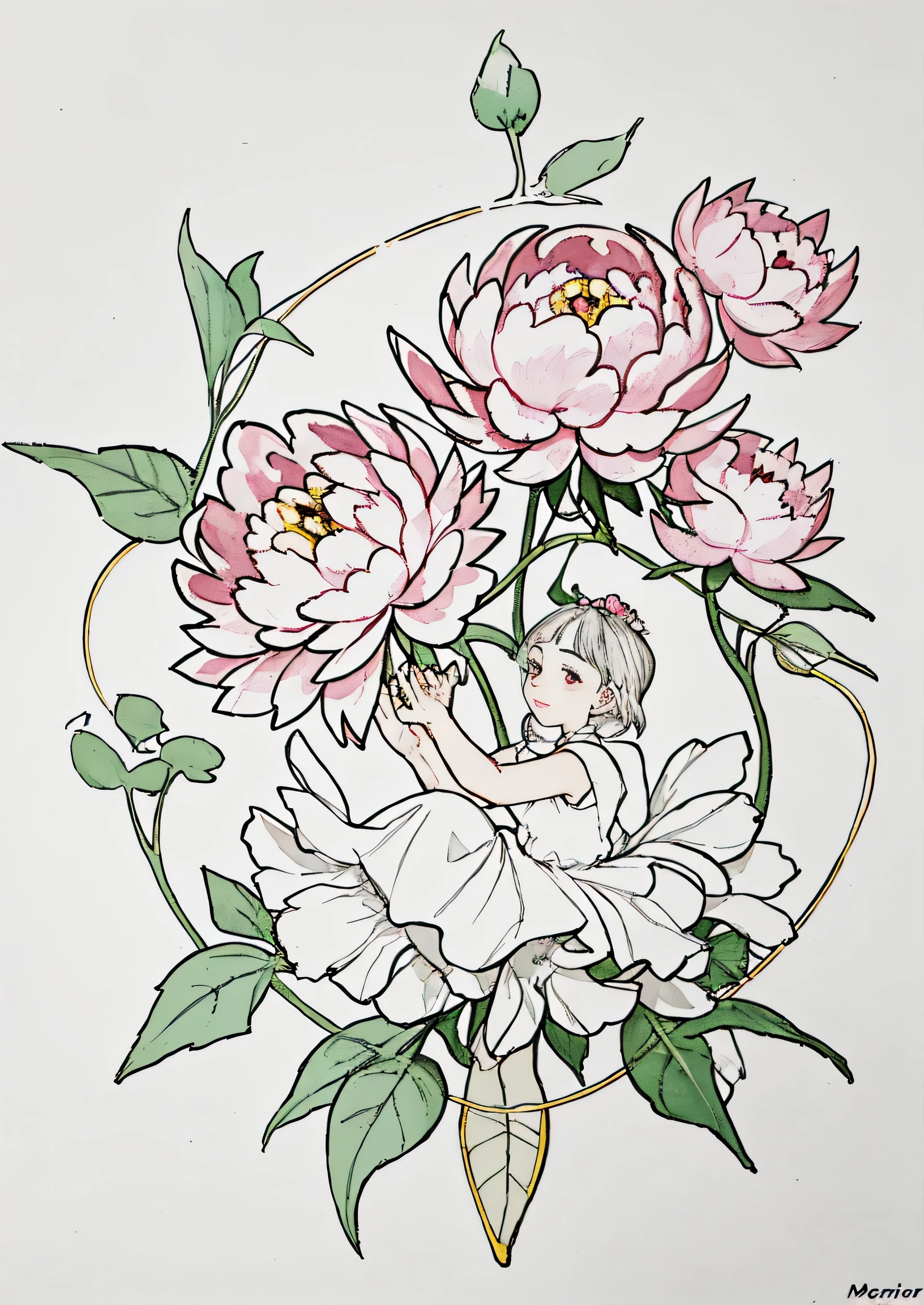 peony，meticulous painting