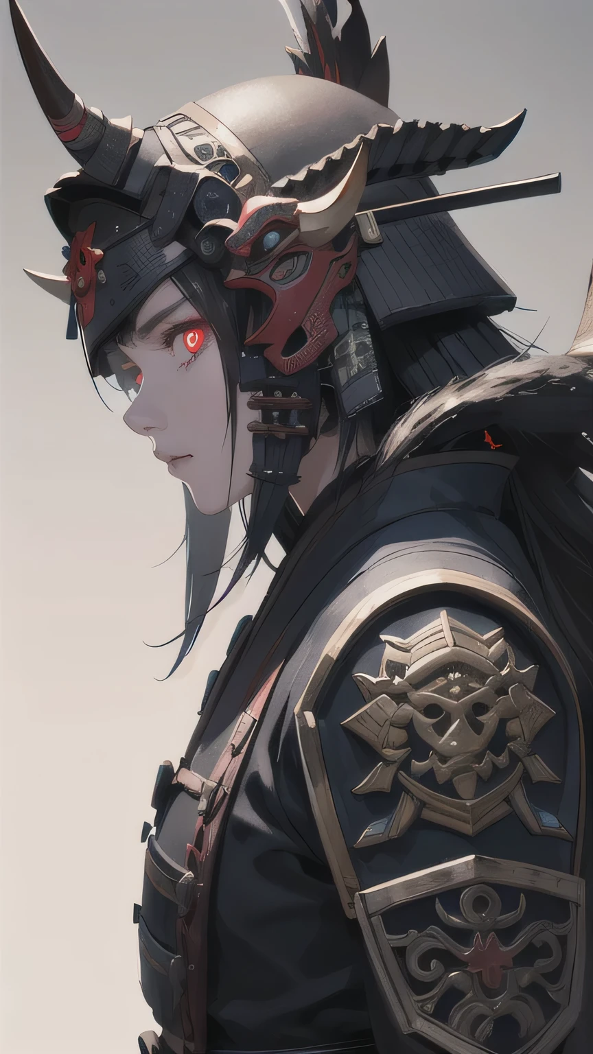 (extremely detailed 8k wallpaper), a medium shot photo of a fearful samurai warrior in full armor and oni mask, fur on shoulders, intricate, high detail, dramatic --auto --s2