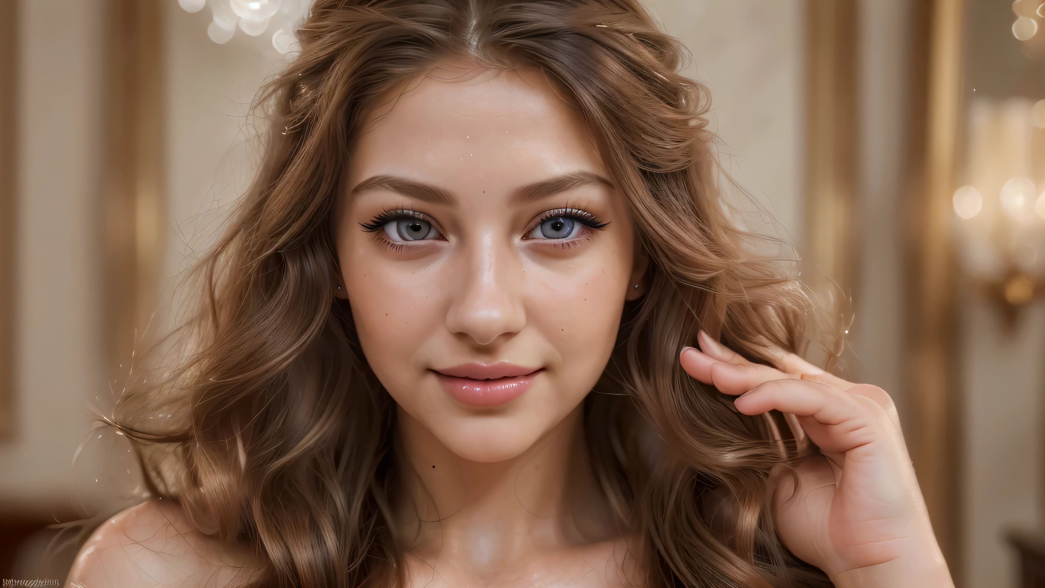 (best quality,highres:1.2),ultra-detailed,realistic,beautiful detailed eyes,beautiful detailed lips,long eyelashes,young woman, sensual, seductive, flowing hair, alluring gaze, confident smile, stunning figure, fashionable attire, vibrant colors, soft lighting, portrait style