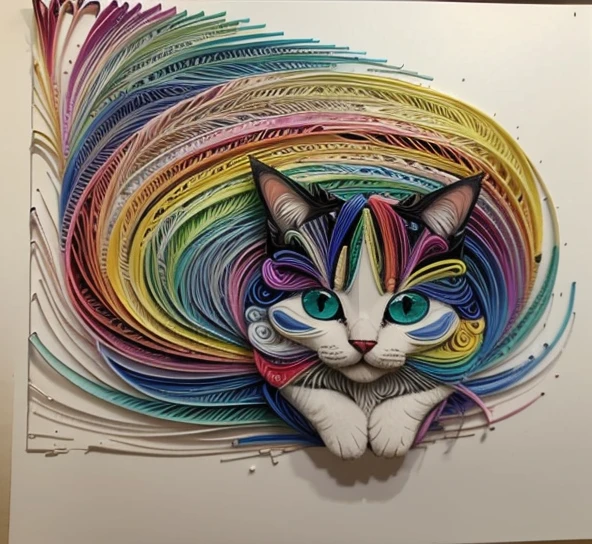 Trigre, multi dimensional quilling , art, chibi,
, beautiful, colorful,
masterpieces, superior quality, best quality, official art, beautiful and aesthetic, clean unique, and with a cat, that cat, light and tenderness