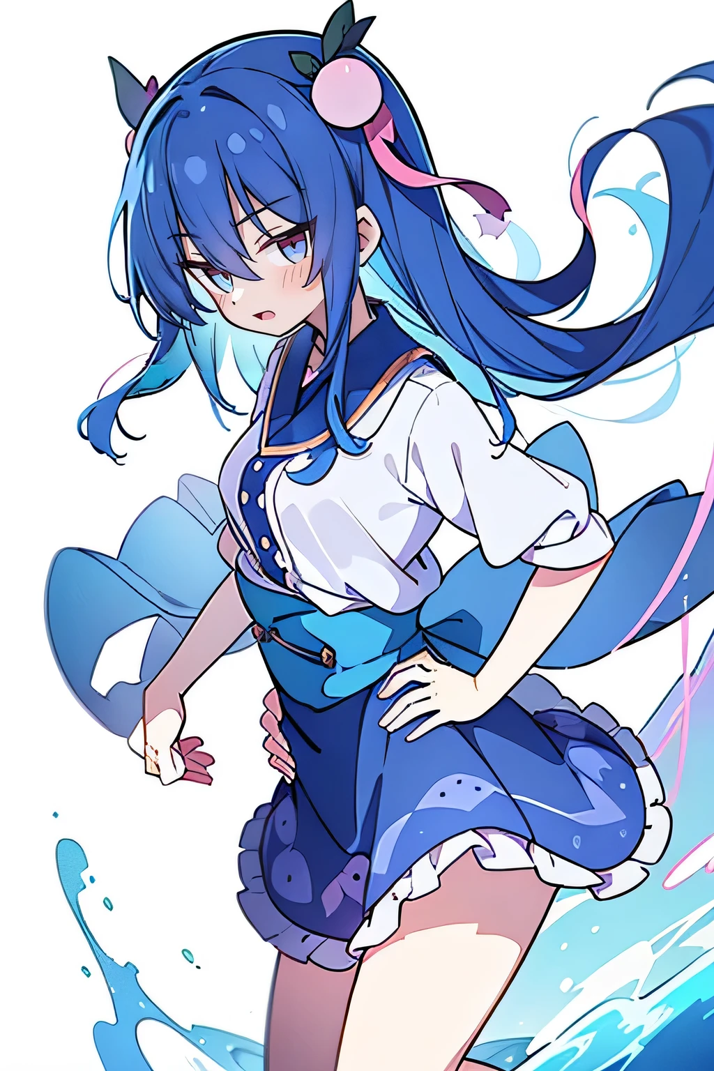 (masterpiece),best quality, expressive eyes, perfect face, 1girl,
Put your hands on your waist,fair, Gorgeous,Japanese cartoons,girl,lola,Hina Angel, blue hair, blue haired, floating clothes,Grab your waist, Grab your waist, hands on hips , hands on hips,sit, sit on ground, Legs on the ground, flat chest
