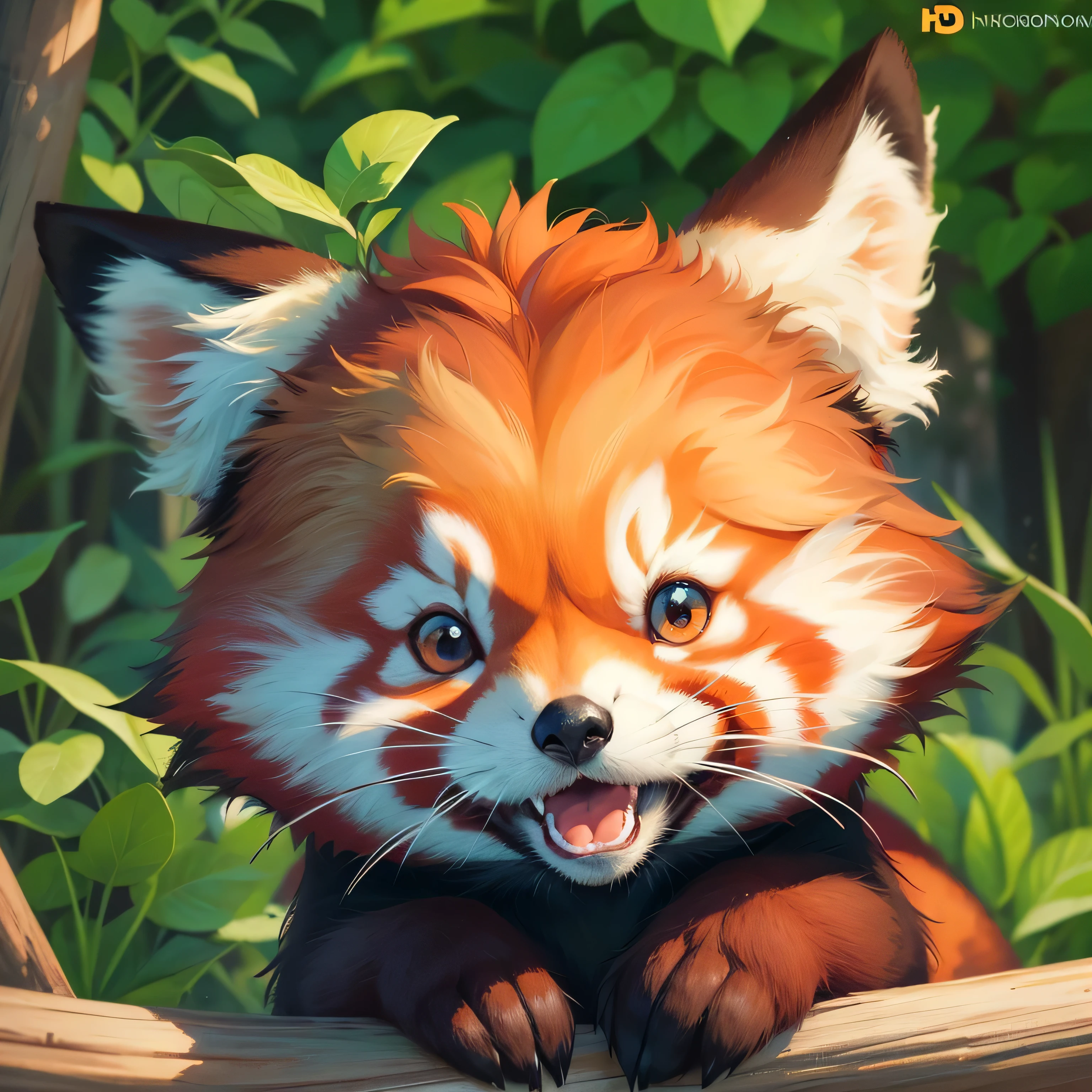 Red panda,Multiple memes,face perfect,Full of details,8K,Fundo verde claro,Illustration style,Non-human