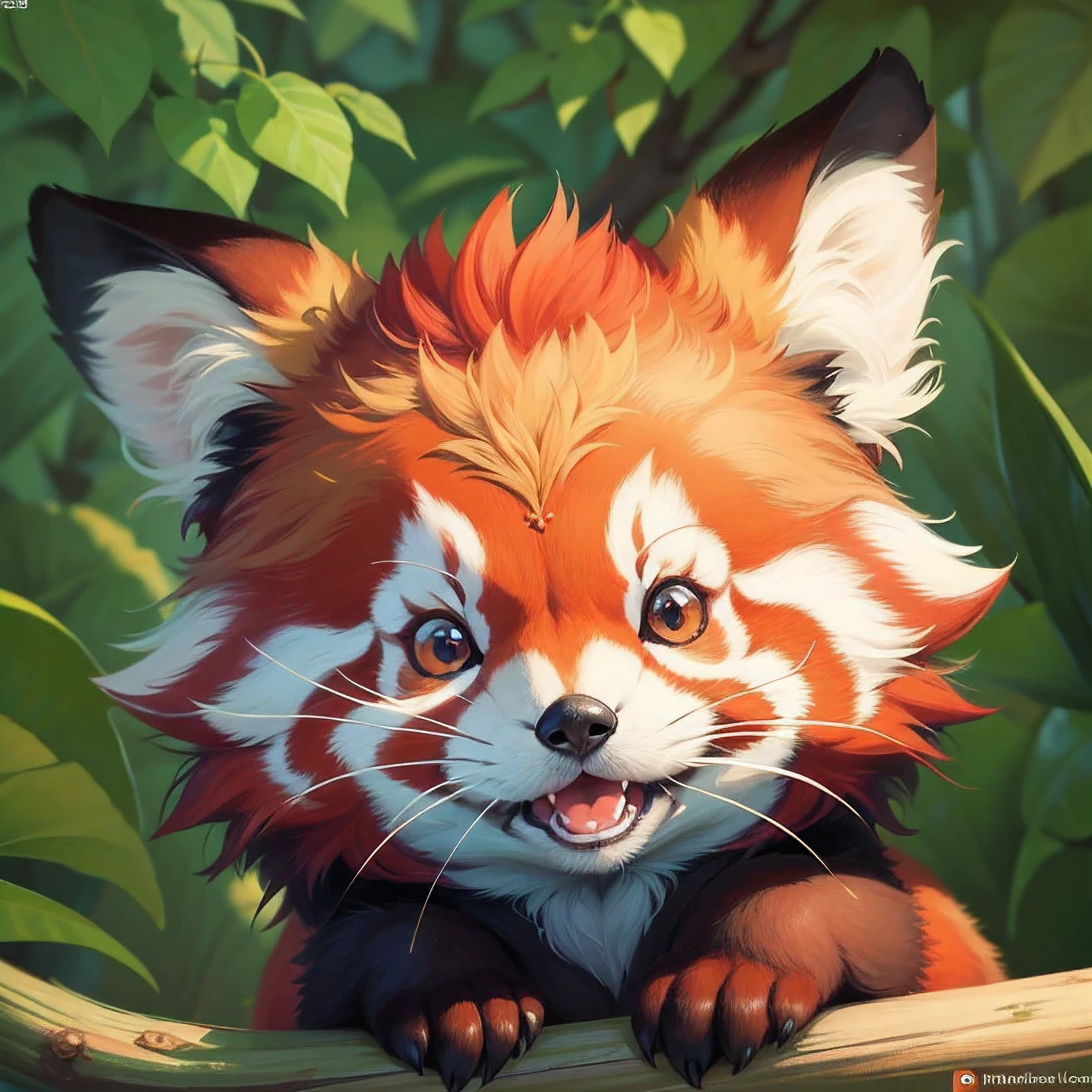 Red panda,Multiple memes,face perfect,Full of details,8K,Fundo verde claro,Illustration style,Non-human