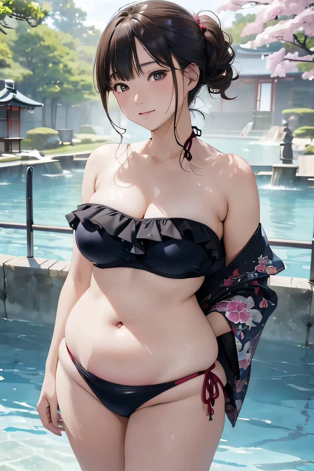 (((masterpiece))),(((High resolution)))、(((8K)))、(((perfect face)))、(((beauty of japan)))、20 years old、(((beautiful face))), (((swimsuit))), Plump, embarrassed look, look at the camera, (thighs)、top quality eyes, detailed texture, look at the camera, standing
