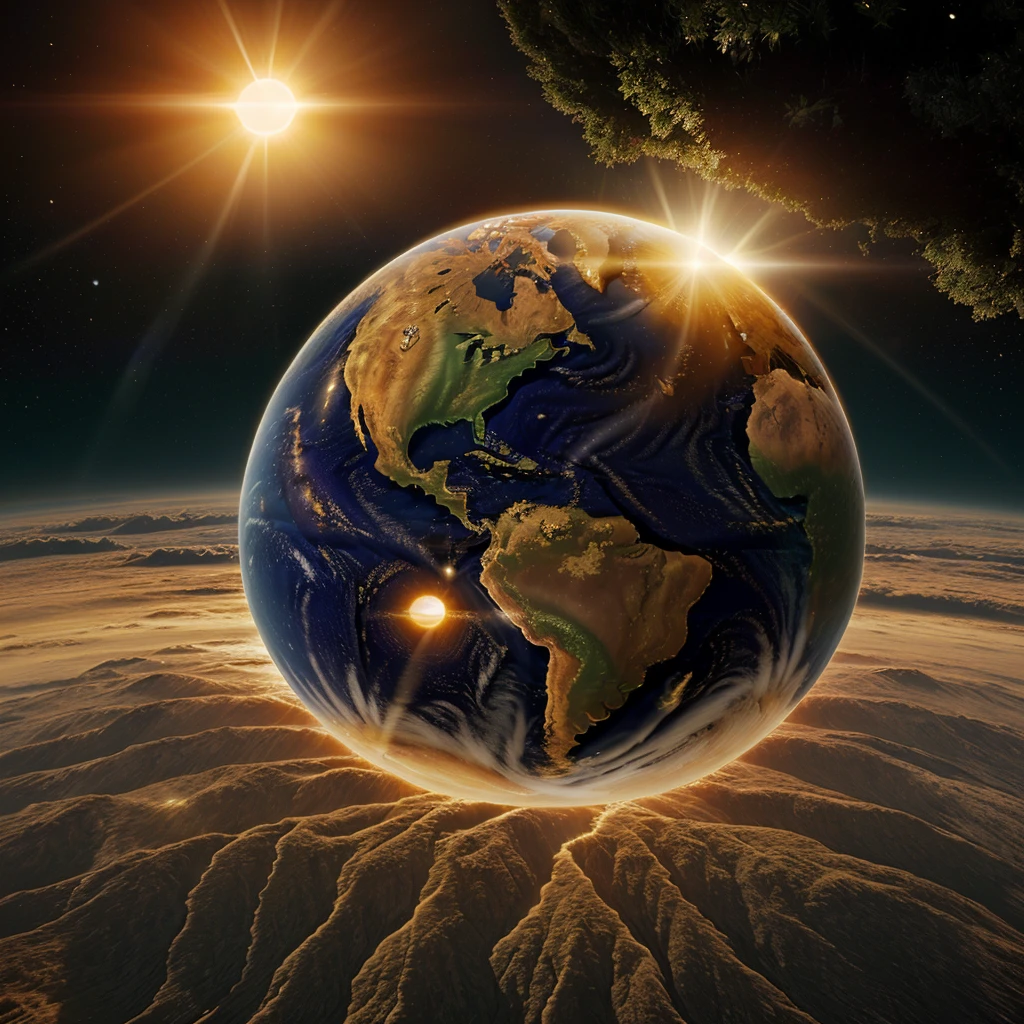 The sun has come very close to the earth, realistic,8k ultra