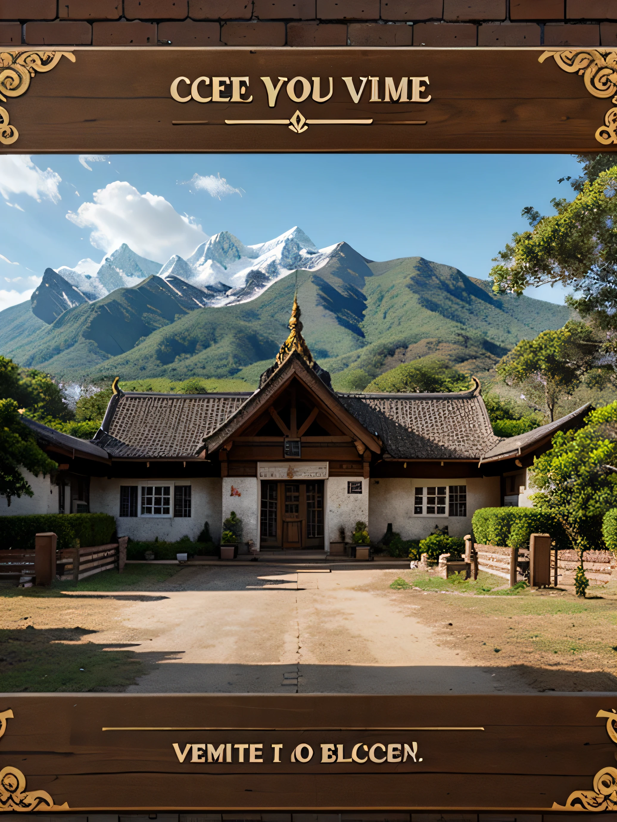 pixel art, forest, intricaA big village with icebergs must have a big sign made of brick at the entrance of the village. In the sign, write in Burmese that it must be a welcome sign to "Phataw Village".