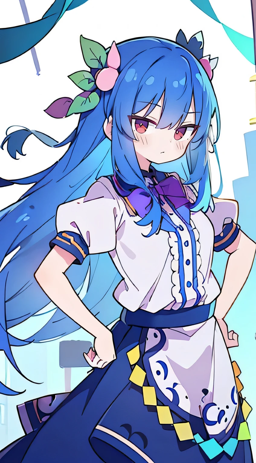 (masterpiece),best quality, expressive eyes, perfect face, 1girl,
Big breasts, H cup, Good breasts, Put your hands on your waist,fair, Gorgeous,Japanese cartoons,girl,lola,Hina Angel, blue hair, blue haired,tent , tent chest, tent breast, floating clothes,Grab your waist, Grab your waist, hands on hips , hands on hips,flat chest,Bad milk,Nagiko Fujisaki,blue hairs,long, straight hair,long hair,blue eyes ,