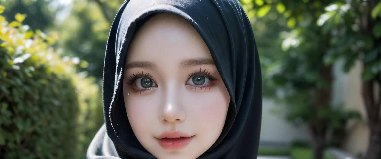 (best quality,4k,8k,highres,masterpiece:1.2),ultra-detailed,realistic, vibrant colors, hijab girl, detailed face and eyes, traditional hijab, beautiful detailed hijab pins, serene garden backdrop, sunlight streaming through the trees, elegant pose, portrait style, soft and warm color palette, natural lighting