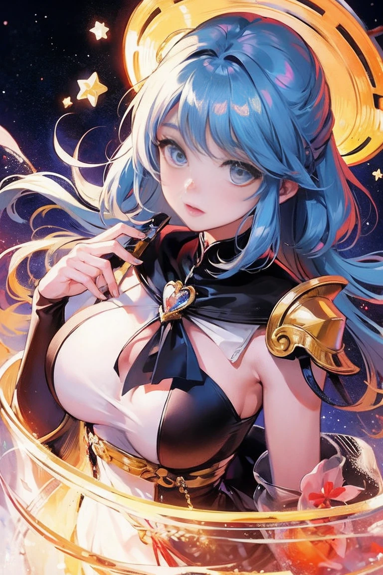 Official art, masterpiece, sharp focus, (beautiful gorgeous and cute AV actress: 1.3), (beautiful and cute AV actress: 1.3), a woman with light cyan hair, wearing bikinis, thongs and jumpsuits, many beautiful tattoos on the upper body, huge breasts, plump buttocks, slender and delicate waist with beautiful hair reaching the ground, hands spread, the whole person floats in the air, looking down, exuding light. Beautiful eyes and face, realistic, super detailed, beautiful girl, av actress sexy shape, fine light rain, wet clothes, glowing white particles, (sidelighting: 1.2), night starry sky, detailed starry sky and moon, slender, cute big breasts and giant buttocks, smile without showing teeth ((laughing with eyes open)), scenery, worship seductive pose long straight hair, sexy facial expression, gorgeous auditorium in the background, damp clothes clinging to the curves of the body, (cityscape: 1.7 ), Dynamic hair, Long straight hair, Delicate colored hair, Glowing heterochromic pupils, Black stockings, Pale skin, Hair accessories, epic landscapes, collars and hair accessories, hair is particularly long