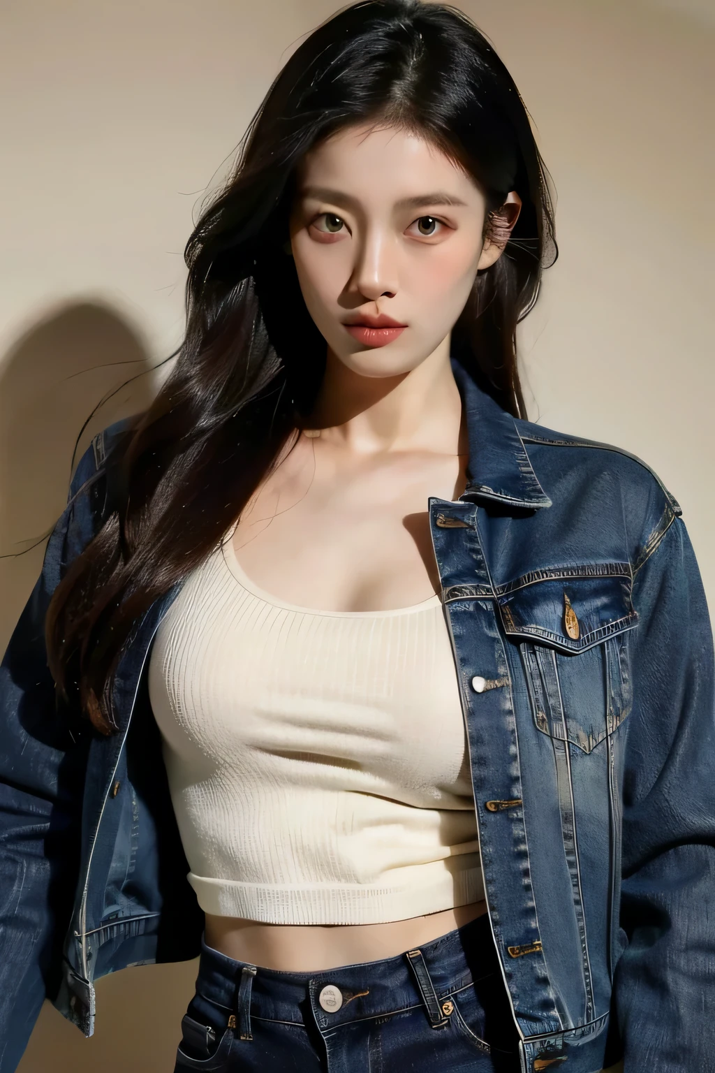 ((best quality)), ((masterpiece)), (detailed), perfect face, denim jacket, denim jean, body