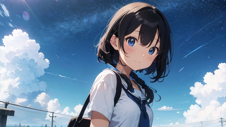 anime、bright future、blue sky、Light、earth、
