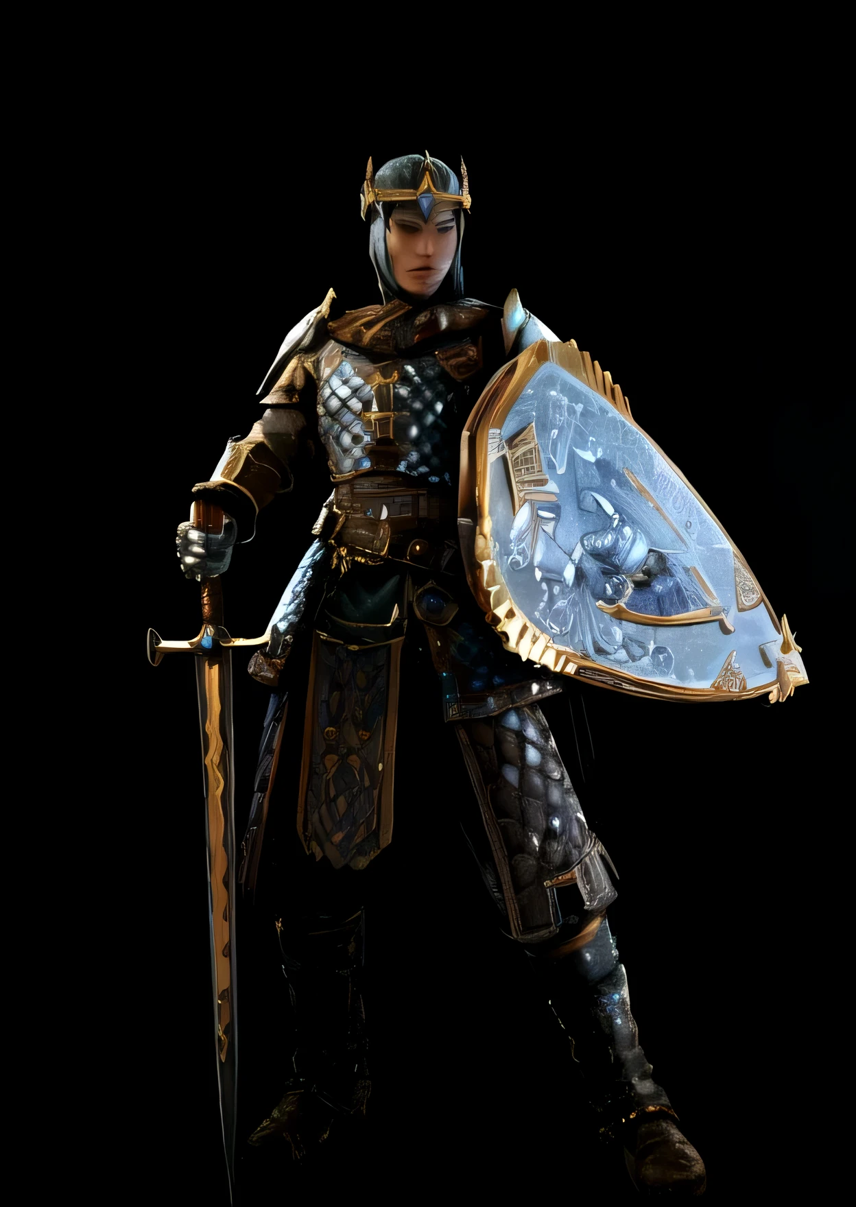(best quality,ultra-detailed,realistic:1.37),medieval,warrior princess,heroic pose,misty atmosphere,shining armor,magic crystals,determined expression,