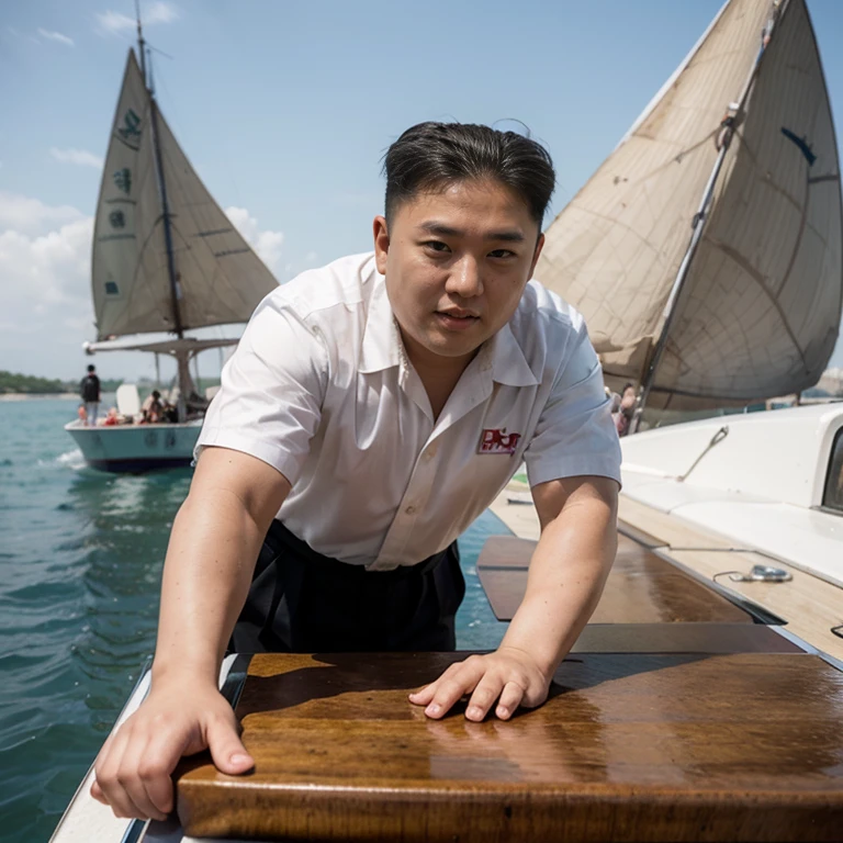 kim jong-un Sur une planche à voile