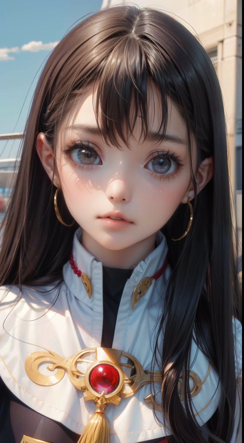 1 girl,(highly detailed skin),bent,,beautiful胸, best image quality,surrealist portrait,(8K),Super realistic,最high quality, high quality, High resolution, high quality texture,high detail,beautiful,become familiar with,Very detailed CG,become familiar withテクスチャー,realistic expression,masterpiece,sense of presence,dynamic,bold),long hair,(super thin hair),(super soft hair),(ultra straight hair:1.5),long flowing bangs,black hair、hair above one eye、wearing a sailor suit、pale skin、Smooth skin like porcelain、smile、sexy look、trance expression、Viewers are watching、Captivate your audience、facing forward、young woman、pure erotic face、the cutest in the world、Two-dimensional beautiful girl、I、looking straight ahead