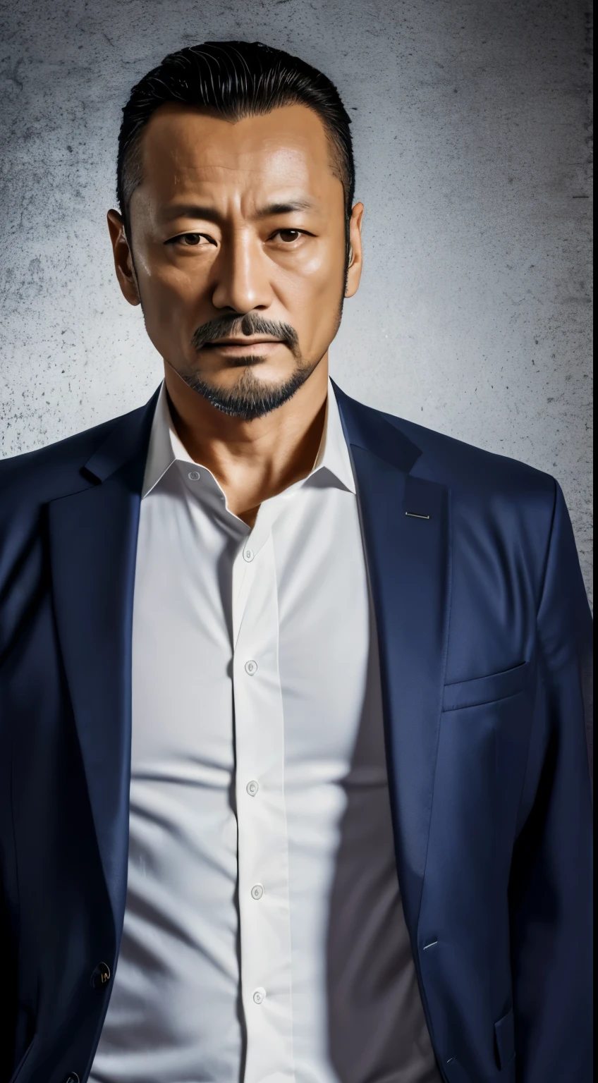 Arafed man in a blue suit and white shirt posing for a picture - SeaArt AI