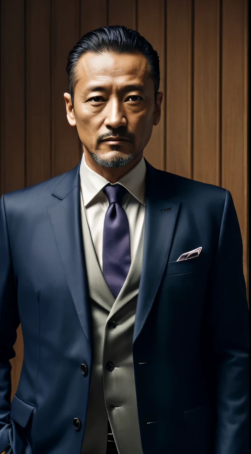 50 years old,Hidetoshi Nakata ,(Death of Kogoro 1.3), Man wearing required clothing, child, beard, 小beard, Request Jacket Miracle, short hair, a style picture, Wallpaper quality, Super details, masterpiece, 4k HD, 8k HD, 16K HD