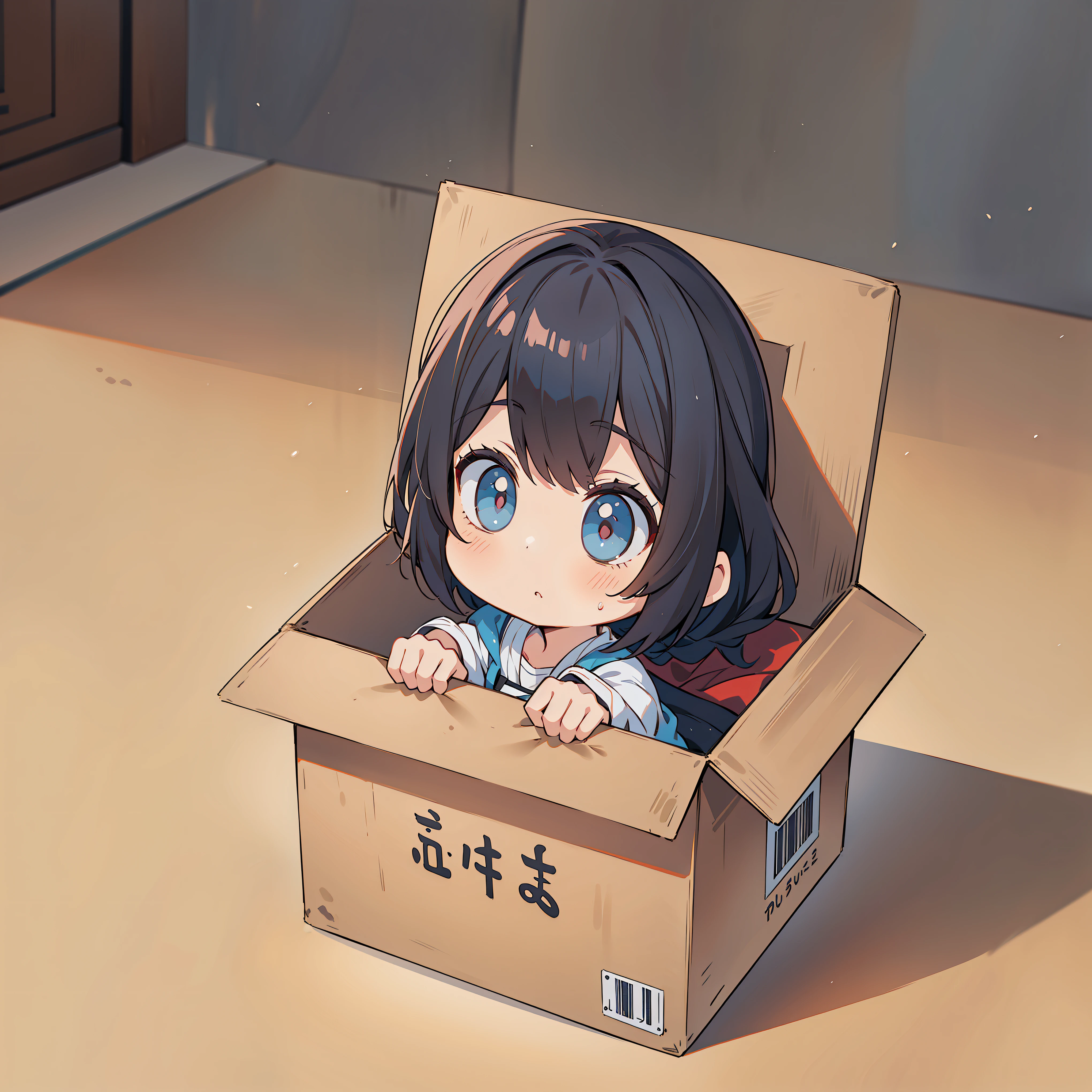 Anime girl with eyes open in the box, guweiz on pixiv artstation, guweiz, cute anime girl, Anime cute art style, cute anime, Anime visual of a cute girl, guweiz on artstation pixiv, little girl, guweiz style artwork, pixiv, anime style 4k