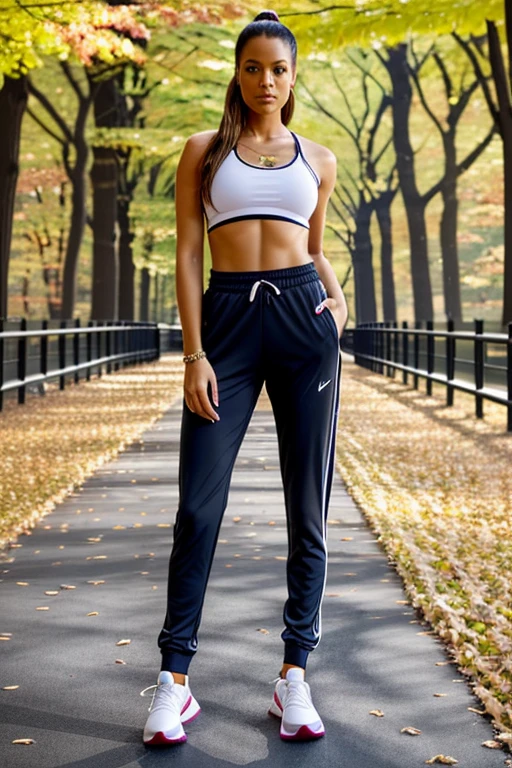 Sexy Sportkleidung, joggen, Central Park, leicht schwitzend