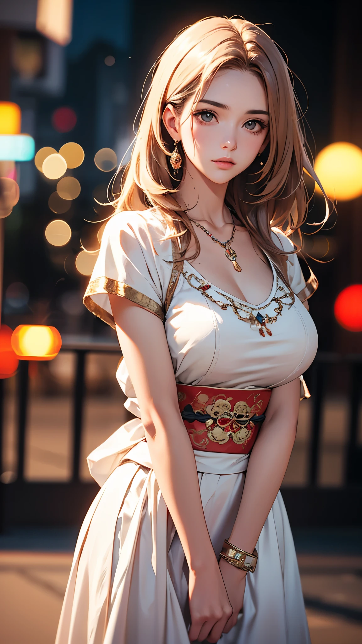 best quality, masterpiece, High resolution, a girl, Qing Dynasty Clothing, necklace, jewelry, pretty face, big breasts, more than_Body, Tyndall effect, lifelike, dark studio, edge lighting, two-tone lighting, (HD skin: 1.2), 8K Ultra HD, SLR camera, soft light, high quality, Volumetric lighting, frank, photography, High resolution, 4K, 8K, Bokeh,