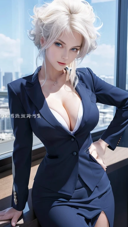 a close up of a woman in a suit posing for a picture, in strict suit, seductive girl, in a strict suit, wearing a strict business suit, tall girl with blue eyes, girl in a suit, girl in suit, female character, attractive girl, official art, pin on, beautiful alluring woman, fubuki