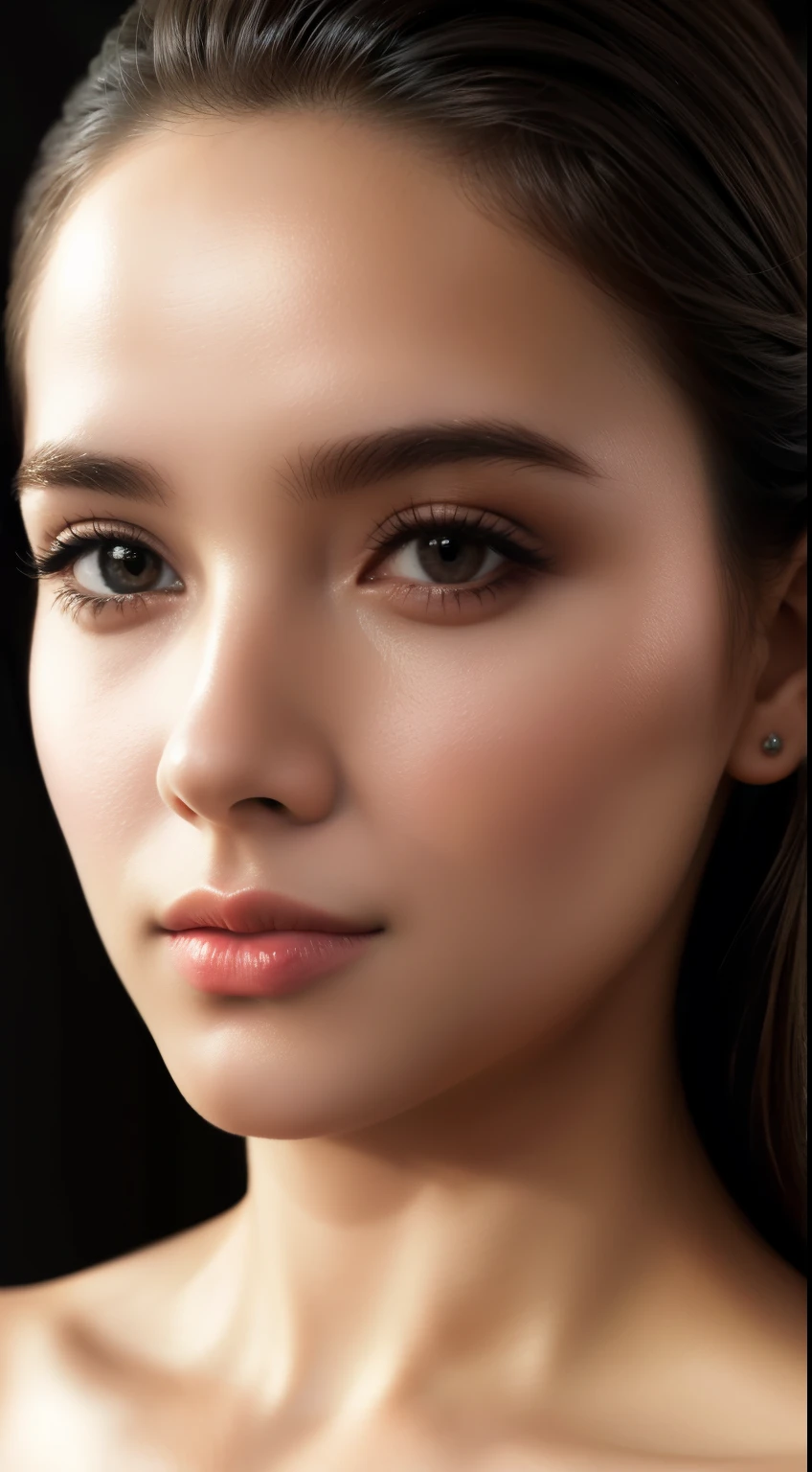 retrato, lindo face, rosto perfeito, Deliberar, obra de arte, Melhor qualidade, Mais alta qualidade, cinematic lighting, very lindo, ultra realistic, lindo, mulher, rosto apenas