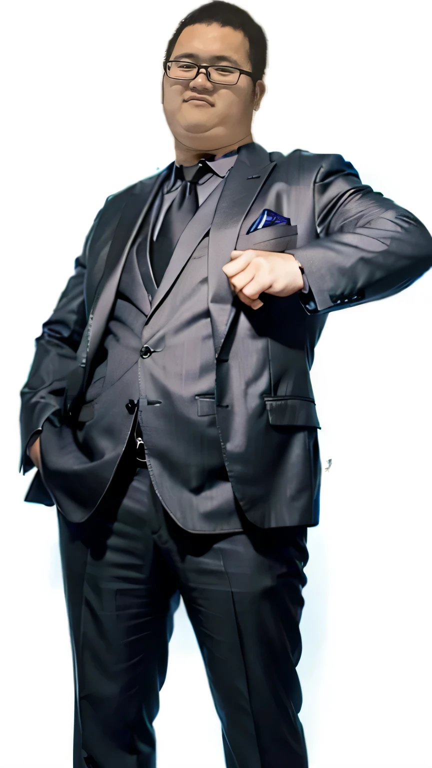 flashy black suit、Are fat、cool