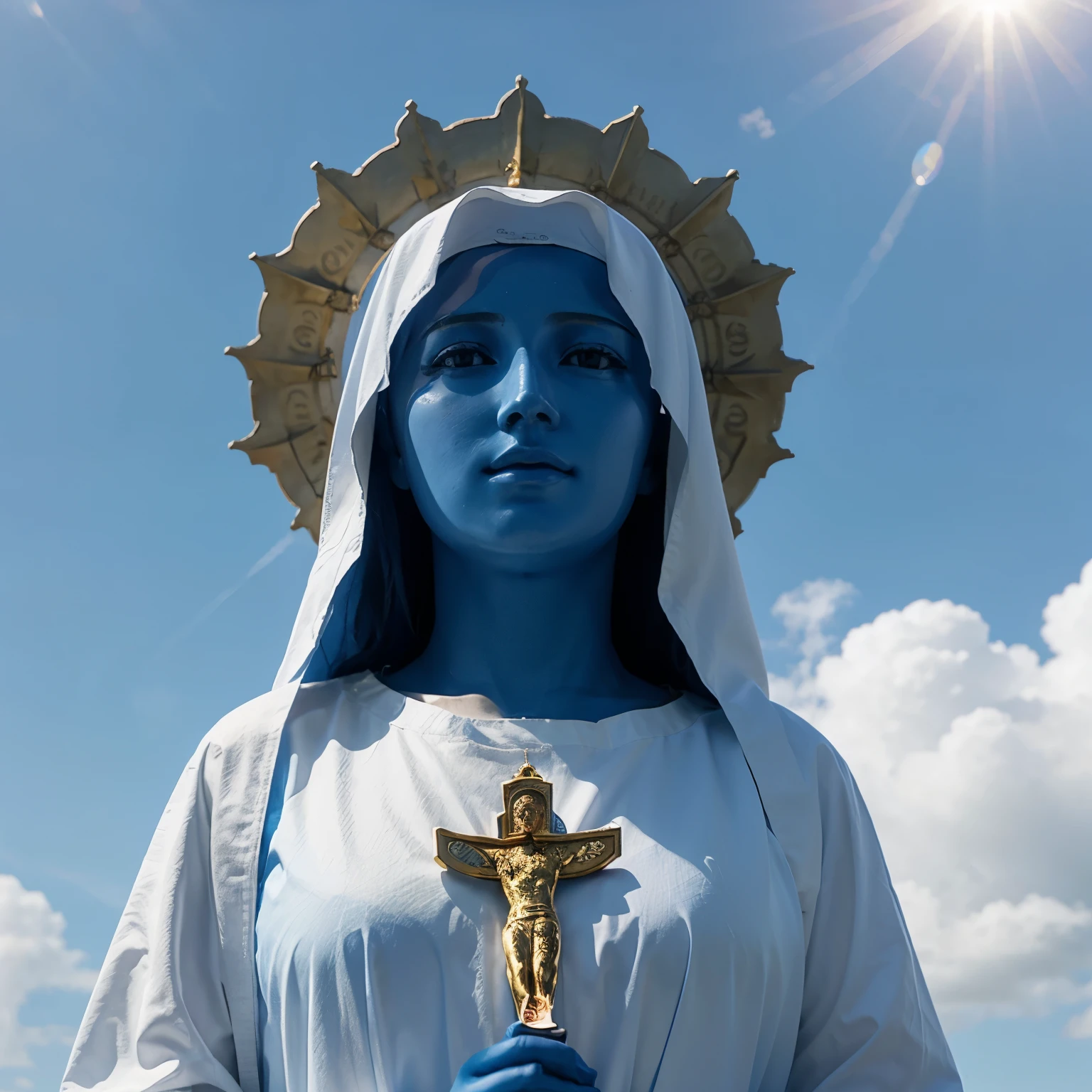 Our Lady of Fatima in the blue sky