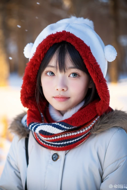 Aurora and a beautiful woman in Eskimo clothes
