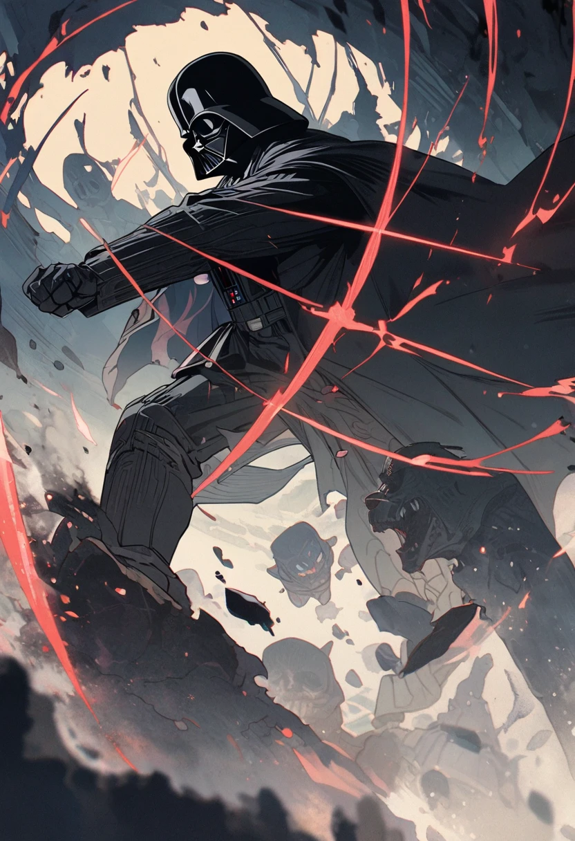 boy, Darth Vader, black warrior, Movie Still, action shot, best quality, masterpiece, very aesthetic, perfect composition, intricate details, ultra-detailed, Animagine