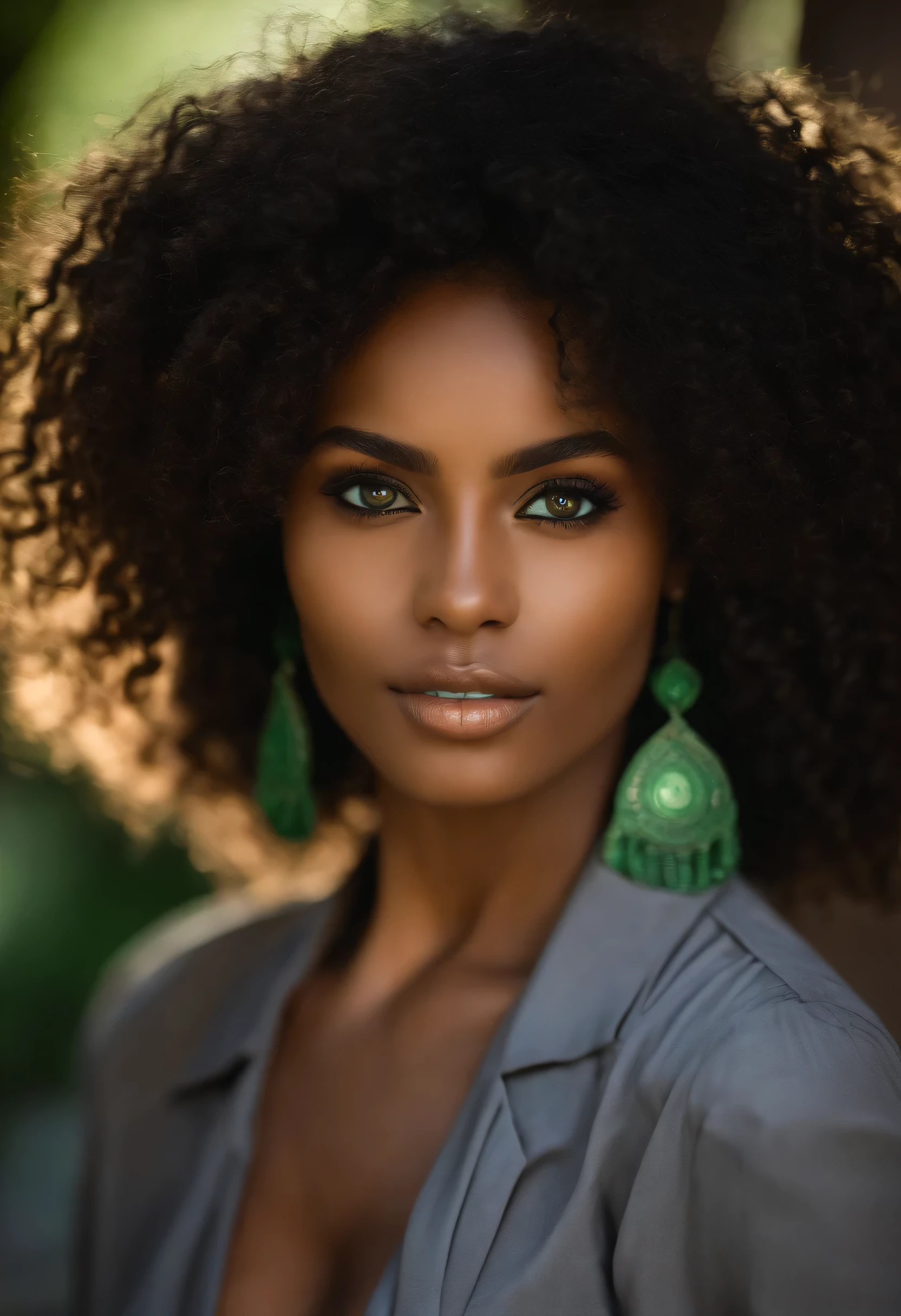 fille, africain, noir, Anbar's Eyes Green Eyes, long curly hair ,  full lips 20 to 25 years ,porter un short sexuel ,corps entier