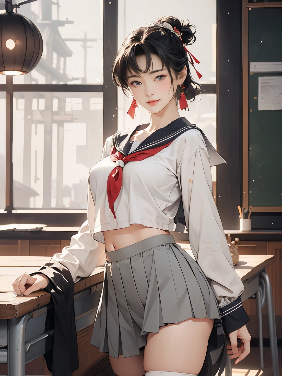 (8k, RAW photo, best quality, masterpiece, soft cinematic lighting, soft color:1.4),(POV,from above:1.5),(from below,ceiling:-0.0),( looking at camera:1.5),(beautiful eyes focus,Close-up beautiful eyes:1.5), (realistic:1.2), (dark old japanese room,yukaku,flower picture background:1.6), (solo, mature woman,19years old,super beautiful face,super detaild beautiful eyes :1.5), (sailor uniform,low-cut miniskirt:1.3),(show off nipple:0.5), (embarrassed,red Cheeks:1.25),long hair, {{slicked back hair}}, white blonde color hair, clean skin, (smaller butt:0.5),(coverd nipple:0.8),(sagging huge long wide heavy breasts,puffy areola:1.5),(under boob:1.7), (thick, curvy:1.3),(very skinny:1.5),(temptation pose:1.7),(open mouth:1.1),(kneeling:-0.0),(arched back:1.5),