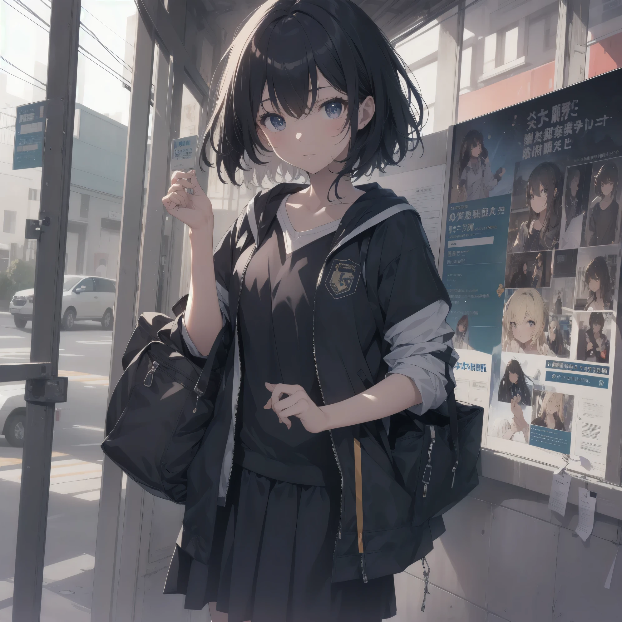ultra-absurdres-Top quality by artist God, ultra-detailed, high resolution, anime moe artstyle, best anime 8k konachan wallpaper, pixiv contest winner, perfect anatomy,break, 1girl, (Please draw a girl walking sleepily to school alone. )break,(Solo,little female, 13-year-old:1.3),Full limbs, complete fingers,a junior high school student, Attractiveness of immature bodies, (very short hair), short cut, flat chest, , small butt, small black eyes, beautiful detailed eyes, well-proportioned iris and pupils, expressive eyes, highres detailed hair, soft expression, school_uniform, white shirt, pleated skirt,(Detailed Lighting), (Detailed background), in the School commute route. break,super detailed skin, Best cinematic lighting powered by famous artist, 8k,beauty illustration,photoshop_(medium),very aesthetic,break,((artist:fujiyama )), artist:akinashi_yuu ,artist:oyari_ashito ,artist:kantoku ,