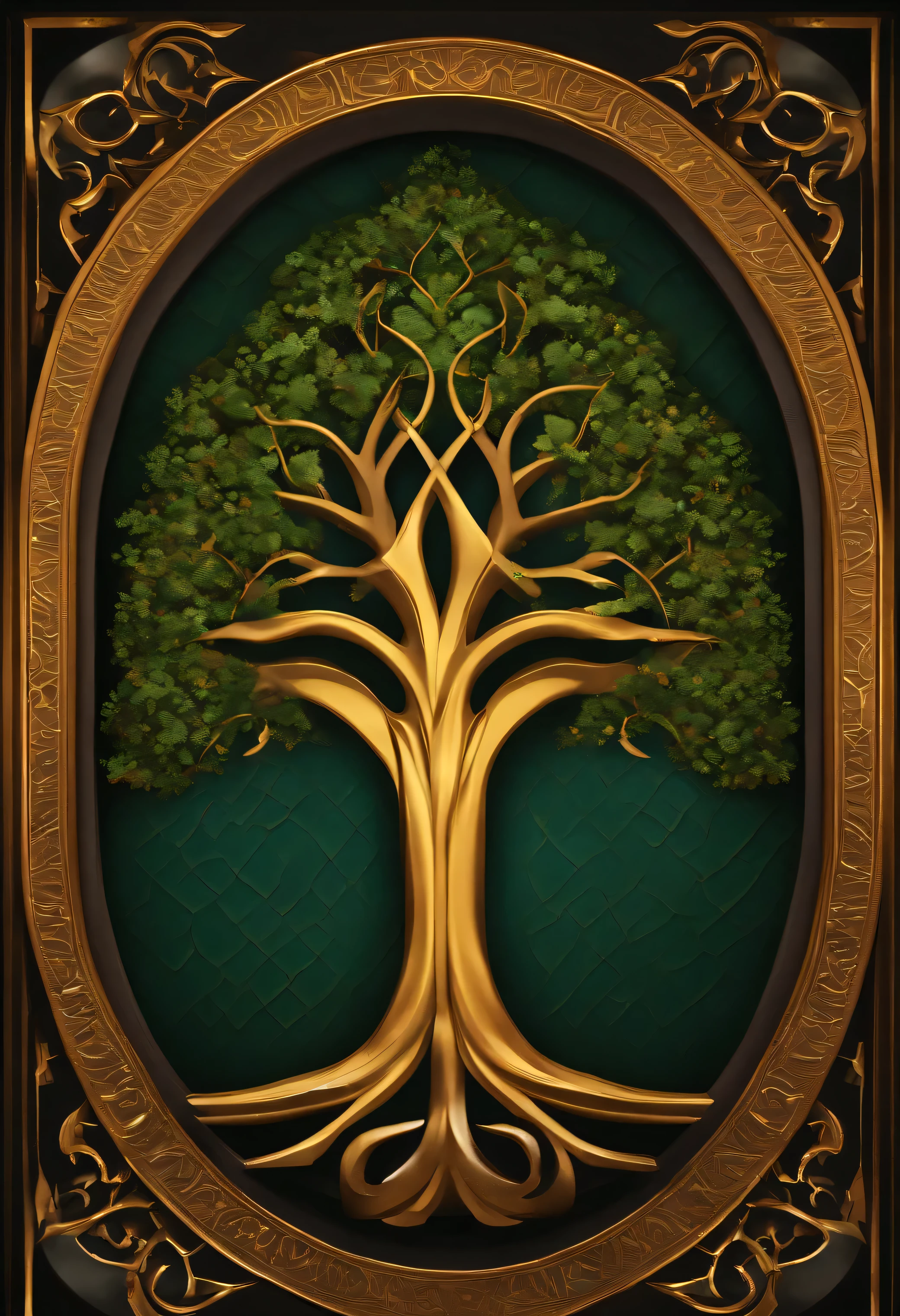 An indigenous shield logo arch with a vibrant tree at its core, Meticulously designed with advanced features and sharply defined contours, ostentando uma textura robusta e perspectiva frontal. Created using the Leonardo Diffusion Graphics Engine and Leonardo-style rendering engine to improve visual quality. Equipped with the Magic Alert v2 system for greater security and sophistication. Medindo 2024 x 2024 pixels, This logo adheres to an Orientation Scale of 80 and offers a strength value between 0,1000 --s2.