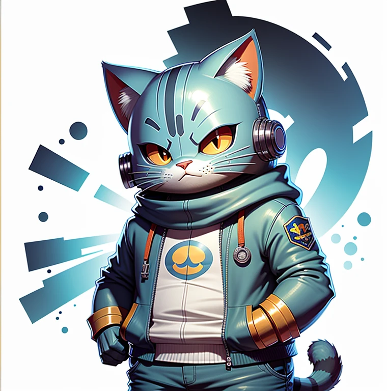 C4tt4stic, space, robot mask, gato,  pelagem azul