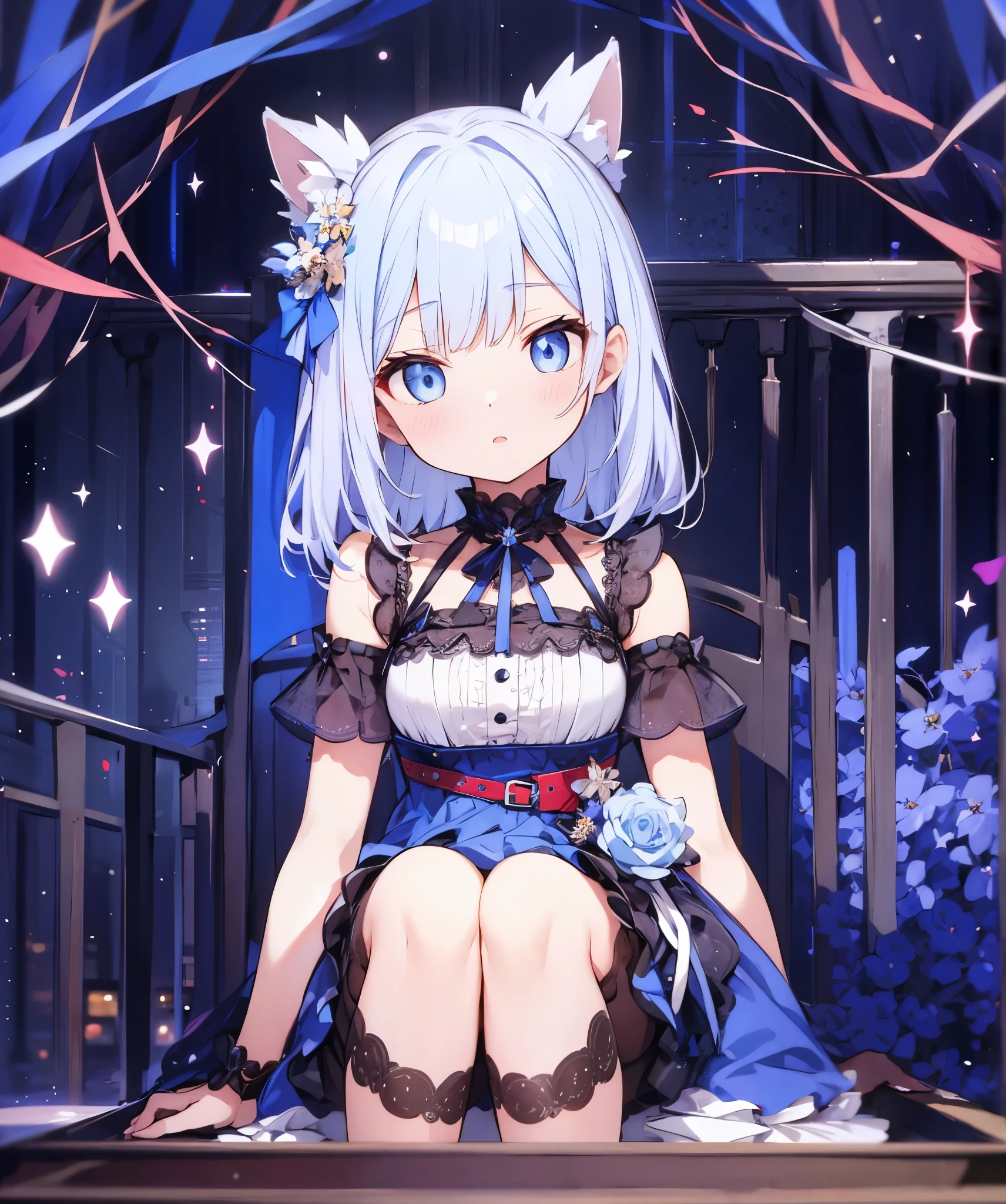 1 girl  hair  blue    blue eyes beauty  Short dress excellent quality 2k
